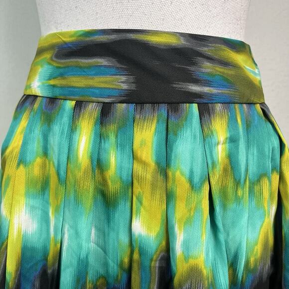 Worthington Skirt sz 8 Blue Green Watercolors A Line Pleated Knee Career Church - Picture 4 of 7